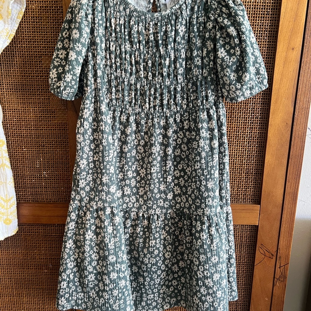 Zara Green Floral Smocked Dress